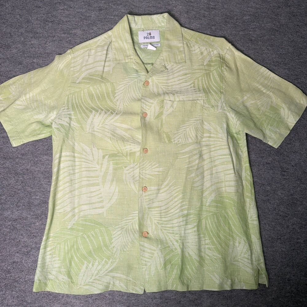 28 Palms Men's Medium Green Relaxed Fit Floral Hawaiian Short Sleeve
